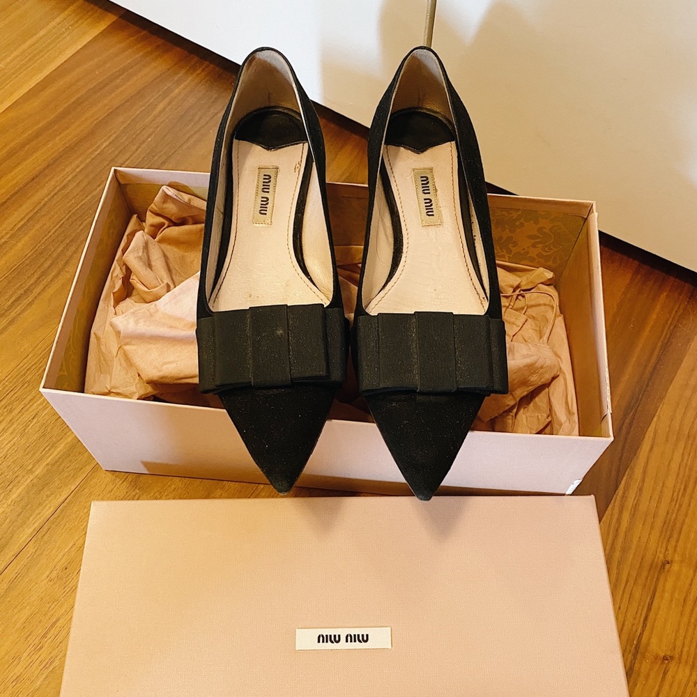 Miu Miu Ballerina flats in black suede size36.5